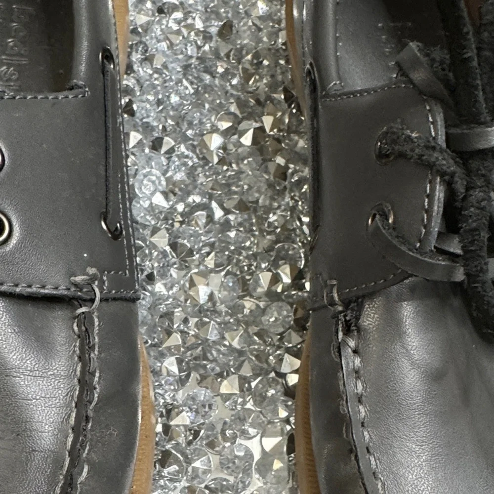 BED|STU Gray Leather Boat Shoes with Gum Sole EUC 9.5